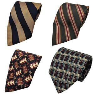 Lot 4 Ferrell Reed Mens Silk Ties Repp Stripe Geometric Foulard USA Nordstrom